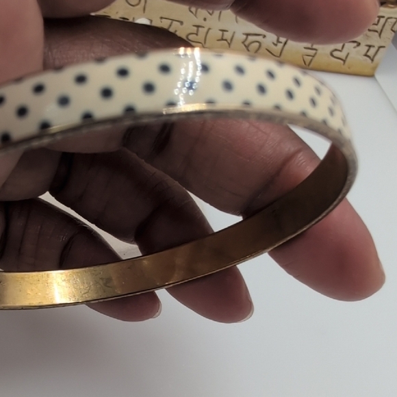 J. Crew Gold, Blue and Cream Polka Dot Bracelet - Picture 6 of 6